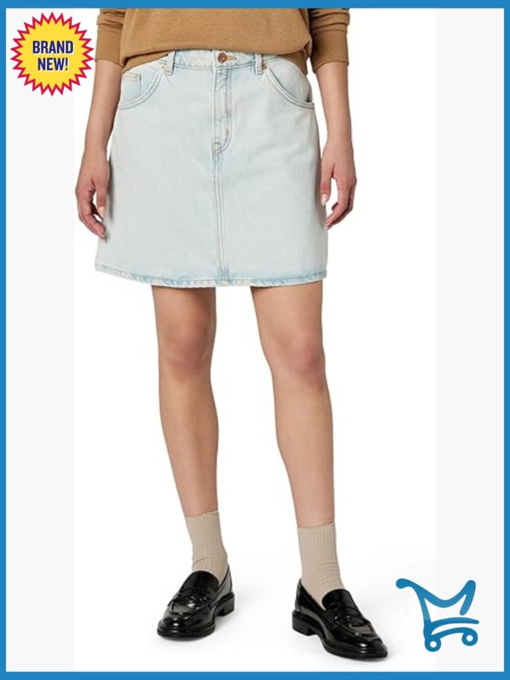 Carpenter Style Denim Skirt Mid Rise Button Front